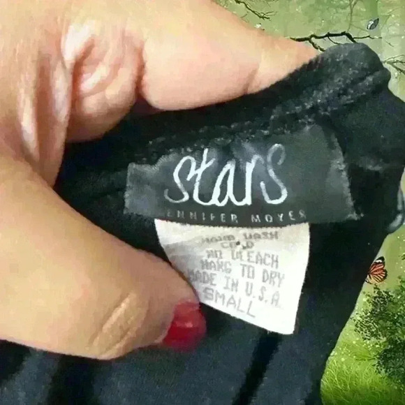 Y2k 90s Black Long Sleeve Glitter Bodysuit By Stars Size S - Picture 8 of 8